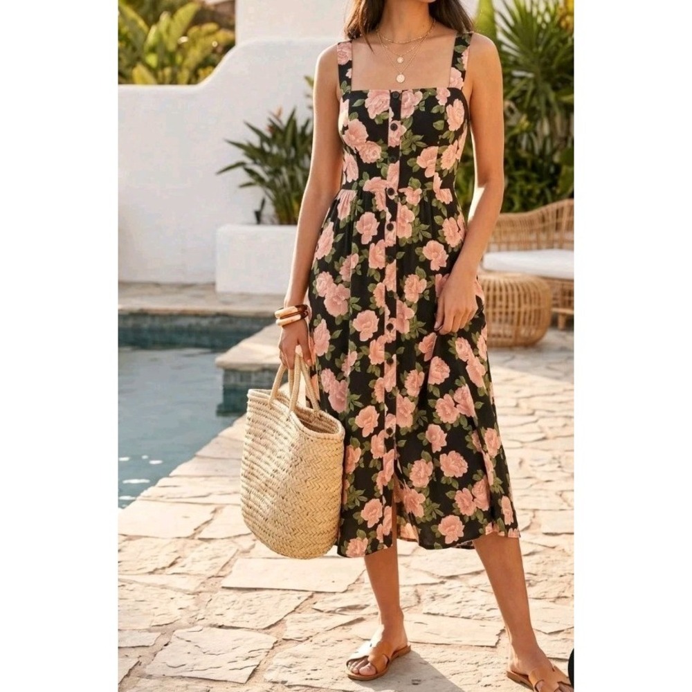 Reformation Saltillo Midi Dress Size 0 Rosalia Rose Pink Floral Cottagecore